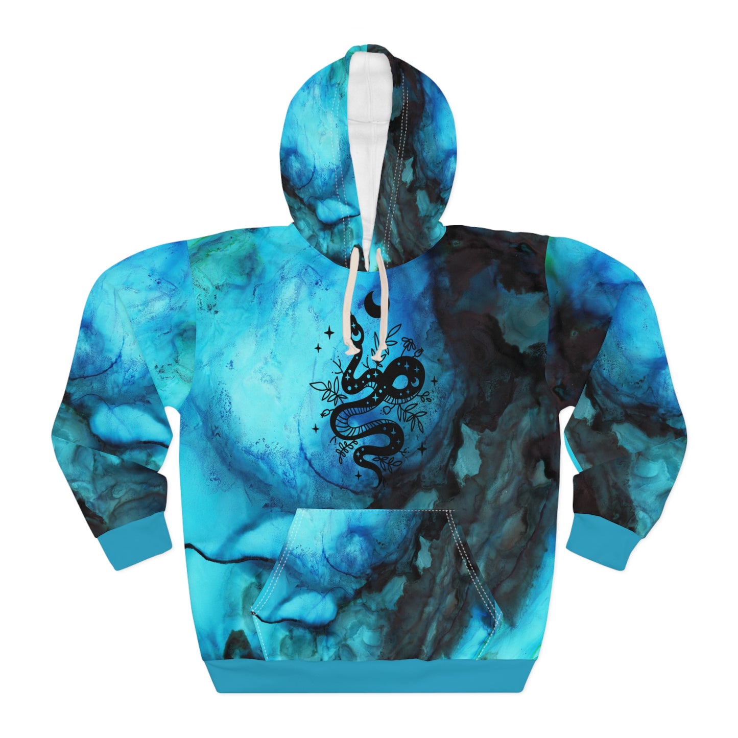 Ethereal Serpent: Alcohol Ink Snake Design Hoodie