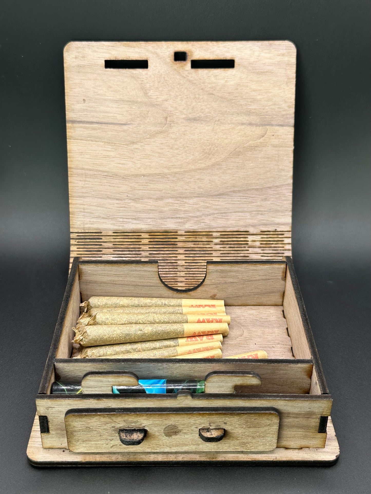 Handcrafted Walnut Live Hinge Pre-Roll Box