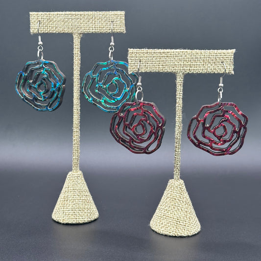 Abalone Walnut Rose Earrings